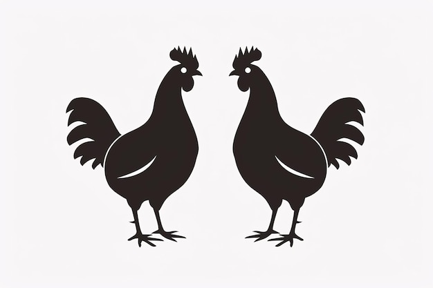 Photo a black silhouette of a rooster