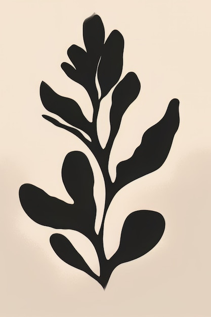 A black silhouette of a seaweed plant