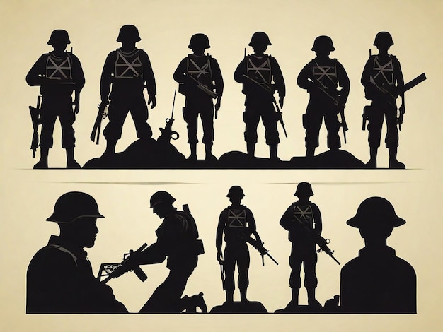 A black silhouette soldier set