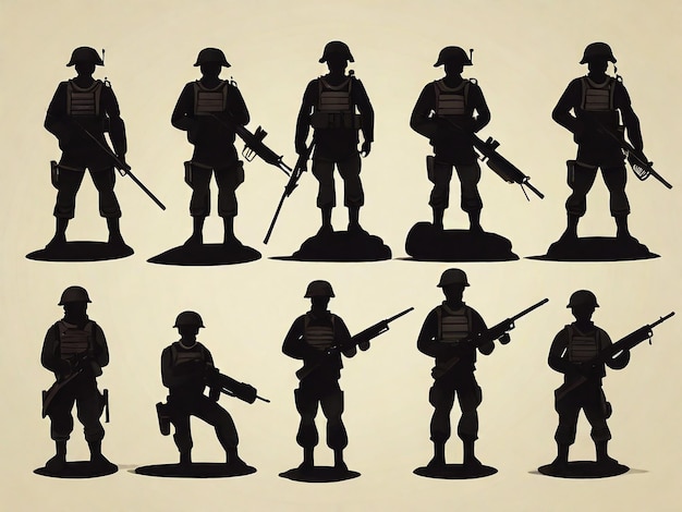 A black silhouette soldier set