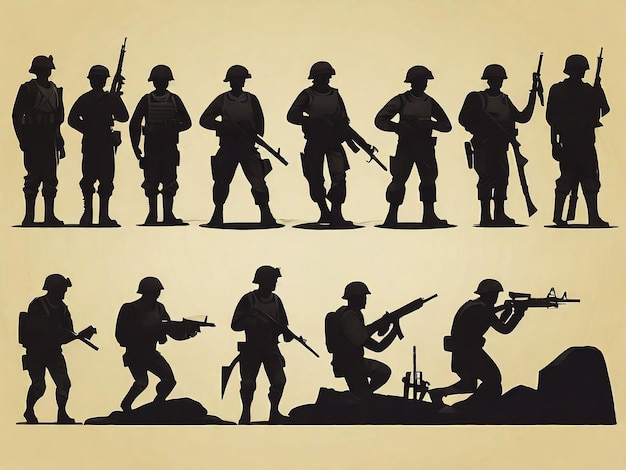 A black silhouette soldier set