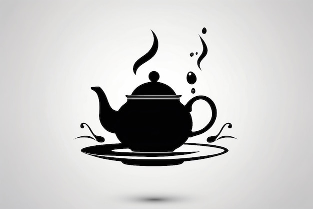 Photo black silhouette of teapot and cup vector illustration