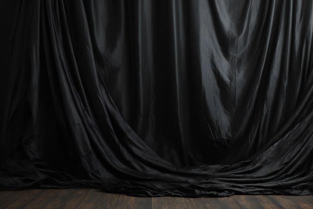 Photo black silk curtains textured wall backdrop