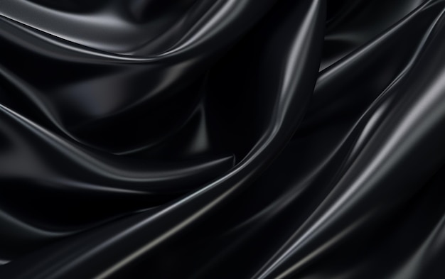 Black silk fabric texture as background generative ai