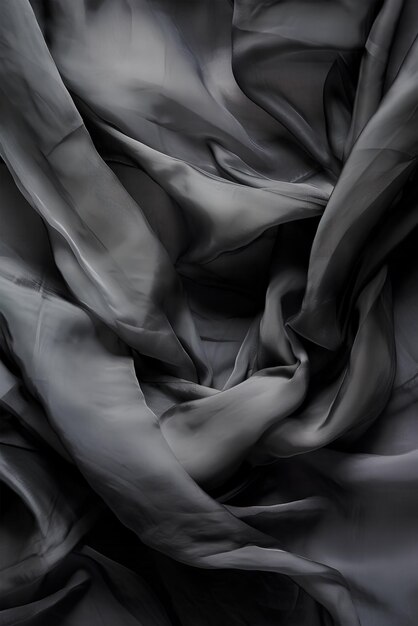 black silk transparent fabric monochrome chaos Ai generative art