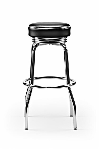 Photo a black and silver bar stool with a black top that says  no one is sitting on it