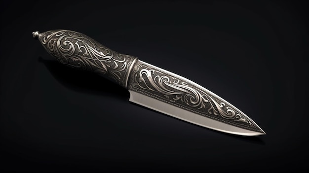 Photo a black and silver knife with the word