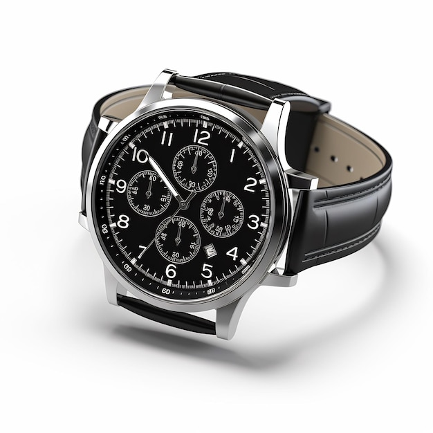 a black and silver watch with the time as 12 05