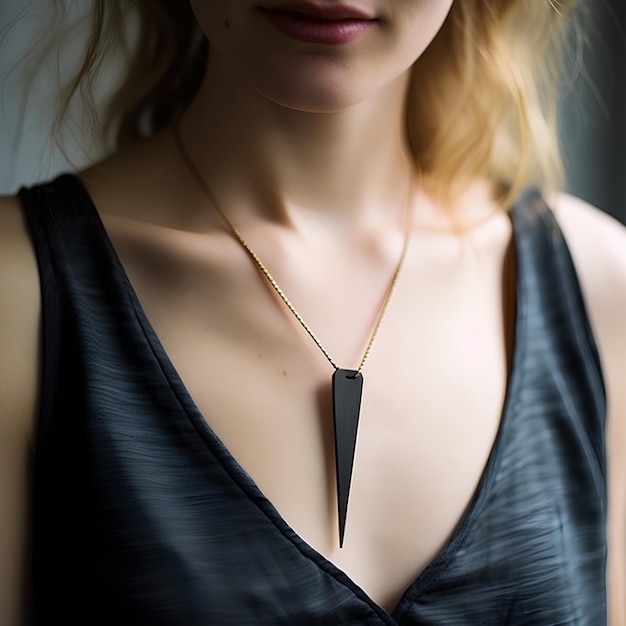 black simple brass modern necklace brass line necklace