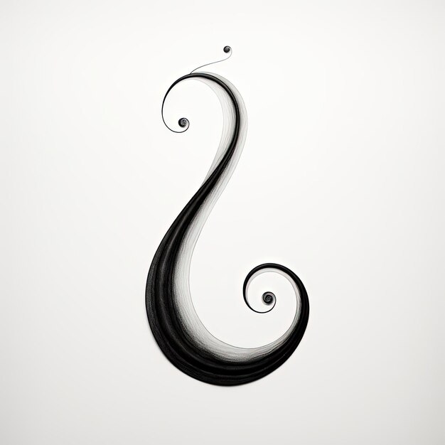 a black sketch of a curl in the style of whimsical minimalism