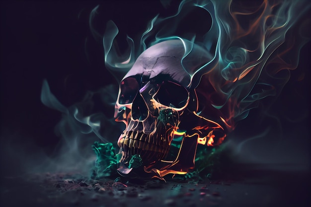 Black Skull made of smokegenerative ai