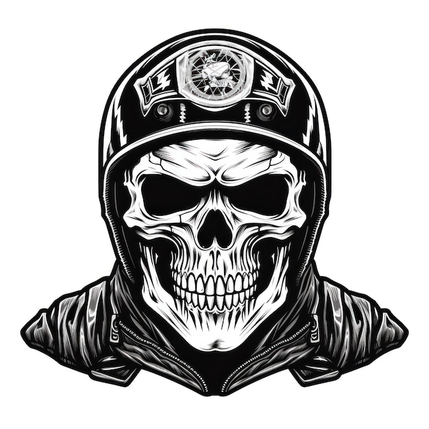 Photo black skull motorcycle club logo isolated