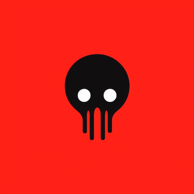 a black skull with eyes on a red background generative ai