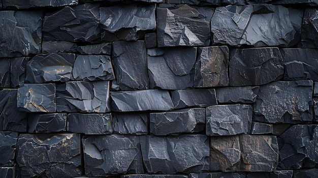 Black slate brick wall background dark abstract granite pattern