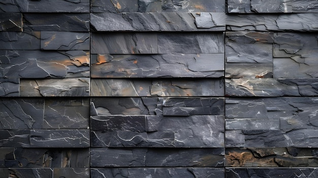 Black slate brick wall background dark abstract granite pattern