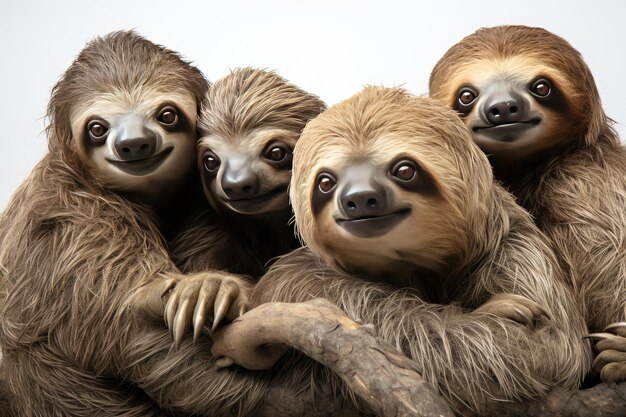 Black Sloth Group Serene Hangout on a White or Clear Surface PNG Transparent Background