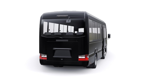 Black Small bus for travel Car with empty body for design and advertising 3d illustration