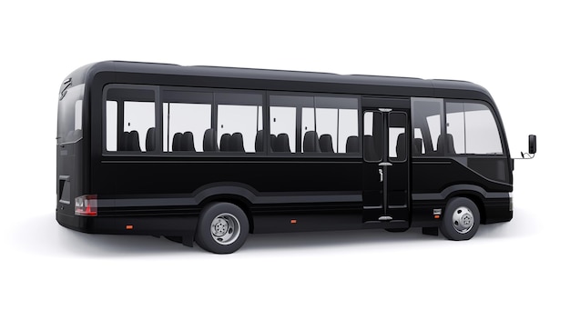 Black Small bus for travel Car with empty body for design and advertising 3d illustration