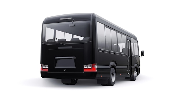 black small bus for travel car with empty body for design and advertising 3d illustration