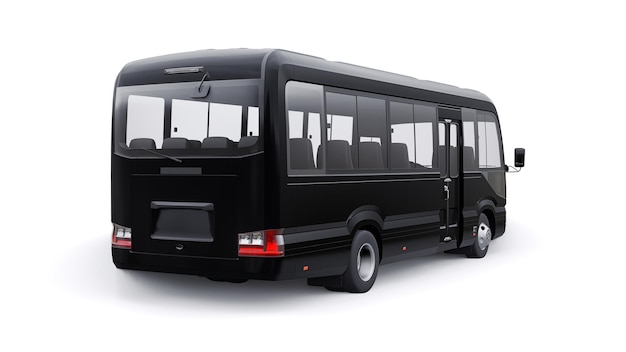 black small bus for travel car with empty body for design and advertising 3d illustration