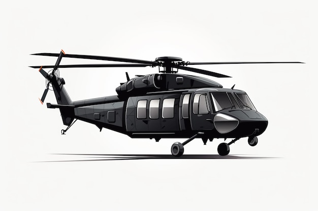Black small military transport helicopter