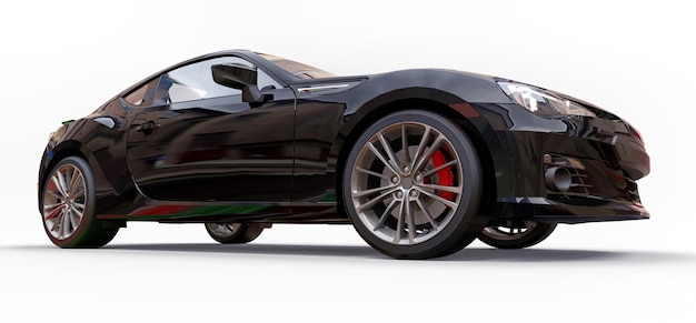 Black small sports car coupe. 3d rendering.