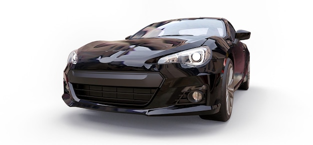 Black small sports car coupe. 3d rendering.