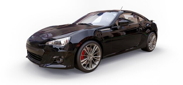 Black small sports car coupe 3d rendering