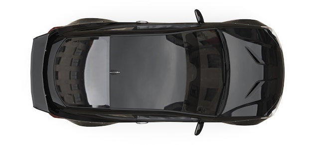 Black small sports car coupe. 3d rendering.