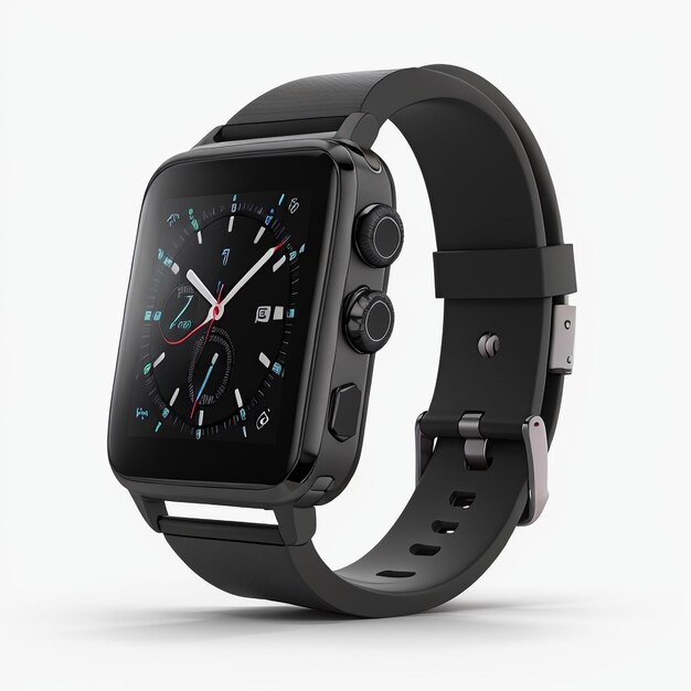 Photo black smart watch with white background
