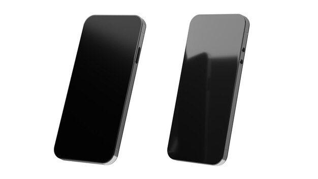 Black Smartphone mock up in white background. 3d illustration