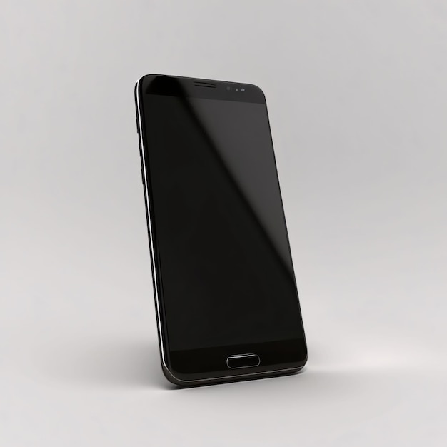 Black smartphone with blank screen isolated on white background 3d render