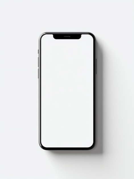 A black smartphone with a white screen