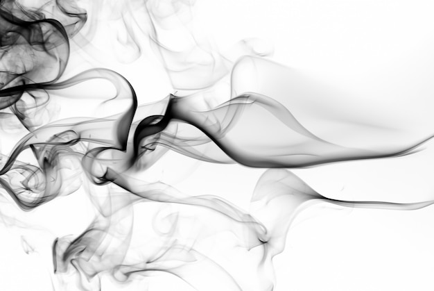 白い背景に黒い煙抽象。火のデザイン。有毒ガスが動いています