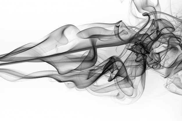 Black smoke abstract on white background. fire design. Toxic fumes are moving