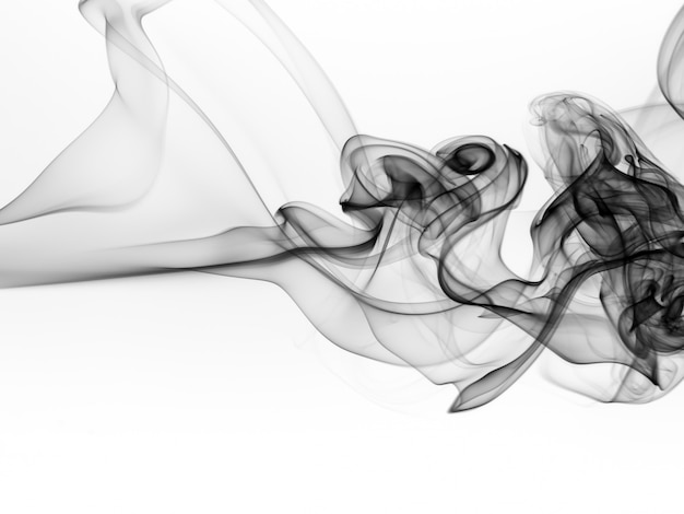 Black smoke abstract on white background. fire 