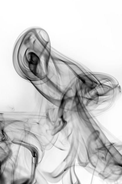 Black smoke on a white background.