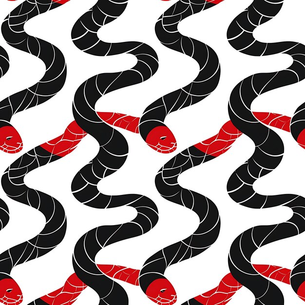 Photo a black snake with red and black stripes on it