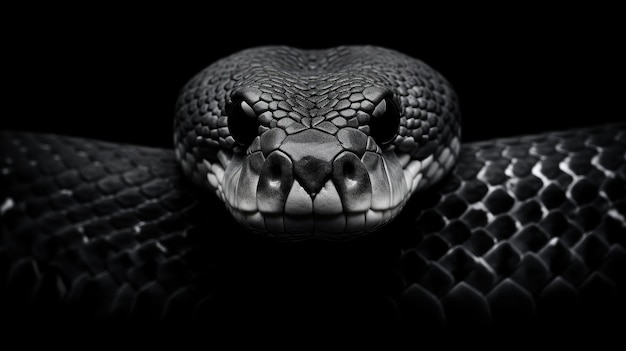 白い背景に黒い蛇、そして真ん中に黒い蛇。