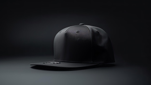 Black snapback on a black background Mock up design