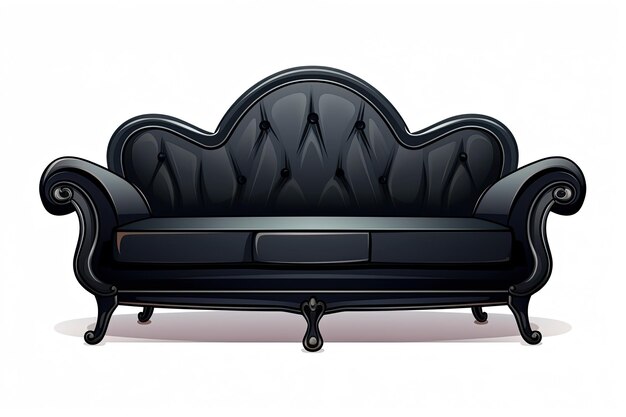 Photo black sofa in cartoon style vector illustration isolated on a white background