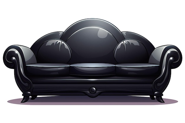 Black sofa in cartoon style vector illustration isolated on a white background