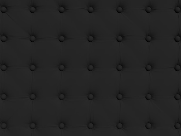 Black sofa upholstery with buttons. texture for patterns or backgrounds. 3d rendering illustration.