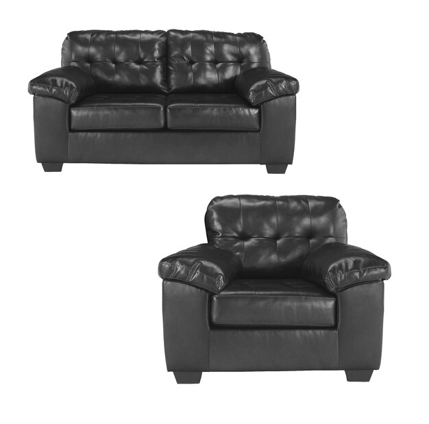 Black sofa with chair isolated