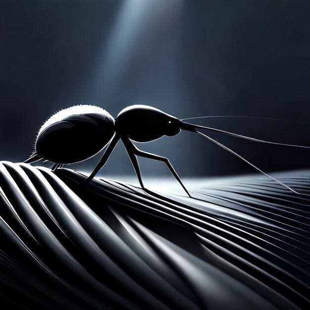 은 검은색 실루 모노크롬 개미와 선명한 검은색 고체