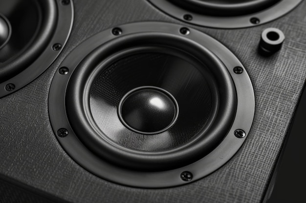 Black sound speaker close up Bass and tweeter in one speaker