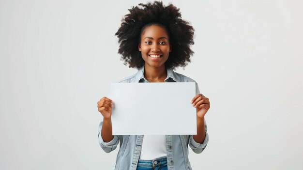 写真 白い白い板を握っている南アフリカの黒人女性