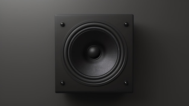 Photo black speaker on a black background the speaker is a 3d model with a simple design the image is welllit and has a high resolution