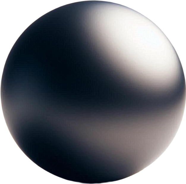 a black sphere with a silver object that says  no  on it