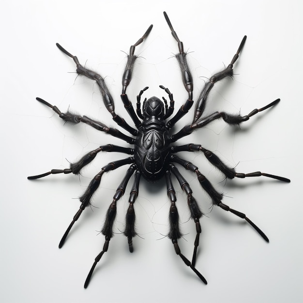 black spider on white background